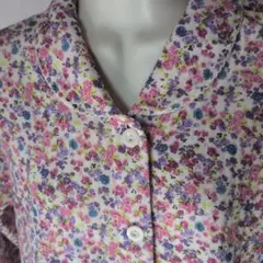 Crystal ボタニカル柄シルク100半袖ブラウス sizeM - メルカリ