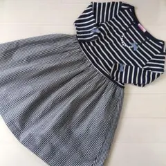 最終価格 ファミリア 130 ワンピース 美品 現行品 familiar ファミリア 130 白襟ワンピース 美品 現行