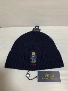 POLO RALPHLAURENベア リブニット ビーニー ニット帽 ネイビー