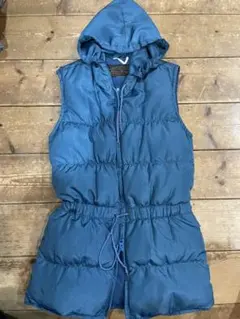 70s 80s Eddie Bauer ダウンベスト フード付き ダークブルー