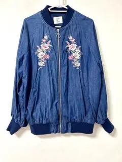 【OLIVE des OLIVE 】花刺繍デニムジャンパー☆フリーサイズ