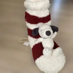 ジェラートピケ　スヌーピー ティッシュボックスカバー 赤白ストライプ