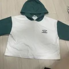 ロゴプリント フード付きTシャツ ホワイト グリーン