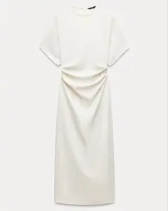 ZARA ドレープディテールフィットワンピース エクリュ