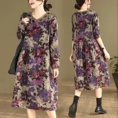大きいサイズ ワンピース　花柄　大人　レディース 秋冬　春 新品 長袖