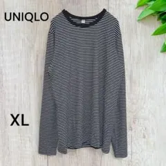 a2215 ユニクロ カットソー ボーダー 長袖 XL　コットン混　レディース