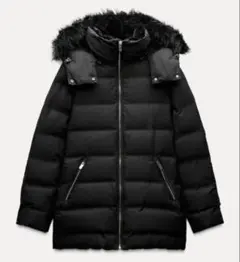 ZARA セミロング丈フード付きダウンジャケット　XS