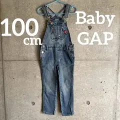 BabyGAPベビーギャップ　花刺繍　デニム　オーバーオール 100 3T