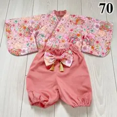 ベビー袴 花柄 ピンク