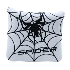 パターカバー ゴルフヘッドカバー マレット用 マグネット式spider黒網白地