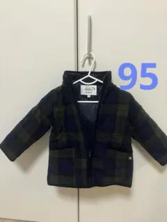 中綿コート 95サイズ ネイビー・グリーンチェック