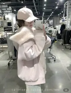 【新品未使用】 ファー付き パーカー アウター ピンク