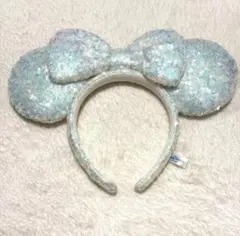 ミッキー耳カチューシャ 水色 スパンコール