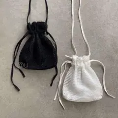 新品｜メッシュ巾着ショルダーバッグ 黒 レディース メンズ ボディバッグ