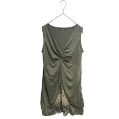 ツイストトップ　カーキ　エスニック柄