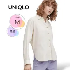 美品　UNIQLO ソフトブラッシュドシャツ　オフホワイト　M