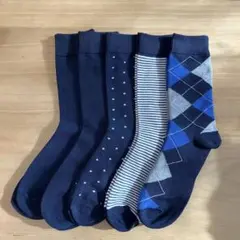 メンズ ソックス 5足セット ブルー系 25〜27cm 靴下 紳士用 ビジネ