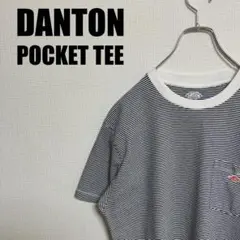 DANTONクルーネック胸ポケットTシャツ42ダントンJD-9041白紺ボーダーのサムネイル
