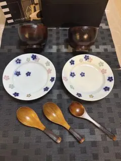 ７点 深川製磁 取り皿 プレート 小皿 汁椀 お椀 スプーン