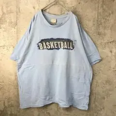 B1263古着　Tシャツ バックプリント　水色　90s Y2K
