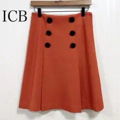 【美品】ICB オンワード　膝丈スカート　ウール　オレンジ
