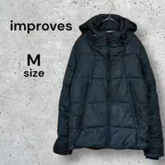 インプローブス 美品 中綿入 ブルゾン フード付き ジャンパー ブラック 黒