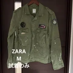 試着のみ ZARA ミリタリージャケット M オリーブのサムネイル