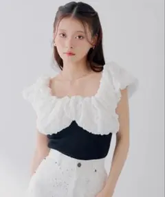 【SALON by Chico】ジャガードパフスリーブドッキングニットのサムネイル