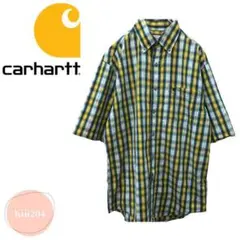 Carhartt カーハート 半袖チェック柄シャツ ボタンダウン 刺繍ロゴ M