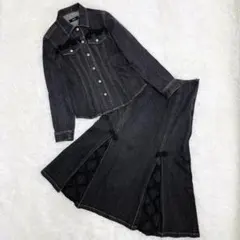 希少 美品 PINK HOUSE ピンクハウス デニム セットアップ ピコフリル