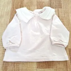 プティマイン♡薄ピンクのレース襟ブラウス 80㎝