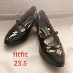 【美品】 fitfit フィットフィット 靴 パンプス エナメル 黒 23.5
