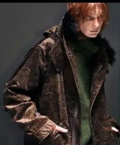 美品22aw定価7.5万glambコーデュロイモッズコート ブラウンペイズリーS