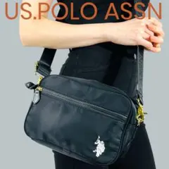 【美品】US.POLO ASSN ブラックショルダーバッグ サコッシュ