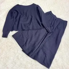 6318 バンヤードストーム パンツセットアップ ガウチョパンツ 長袖ニット 紺