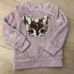 キツネデザイン ピンク トレーナー3-4Y