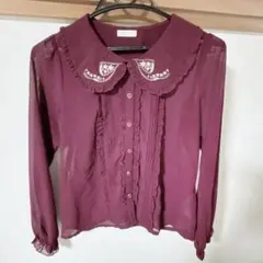 axes アクシーズファム　長袖ブラウス ボルドー ワインレッド Mサイズ