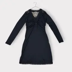 MARELLA sport 長袖 ワンピース 黒 レース　切替　　　　Ｖネックのサムネイル