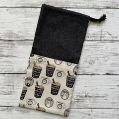 お箸袋　お箸箱入れ　ポケット付き　くま　コーヒー柄 給食袋　巾着袋　デニム