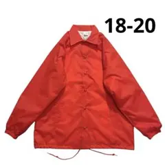 80s USA製 ナイロン コーチジャケット XL 18-20 オレンジ 無地
