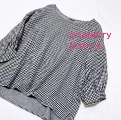 【soulberry】ギンガムチェッククルーネックブラウス　ダブルガーゼのサムネイル
