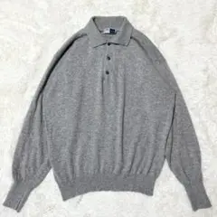 極美品 FEDELI（フェデーリ） カシミヤ長袖ニットポロシャツ XL グレー