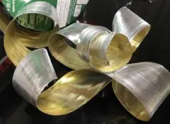 【ワイヤーエッジリボン】 ・Ｇ&Ｓリバーシブル ・幅3.８㌢・2m