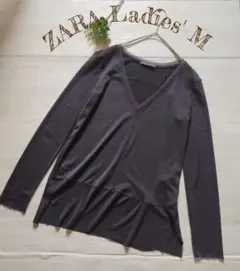 【美品】ZARA ザラ シアーカットソー ブラック 黒 レディース