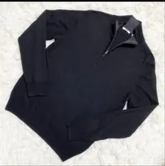 UNIQLO ユニクロ カシミヤ混 ハーフジップ ニット セーター ブラック