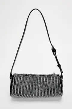 ザラ　ZARA ラインストーン　ボウリングバッグ　キラキラ　ハンドバッグ　Y2K