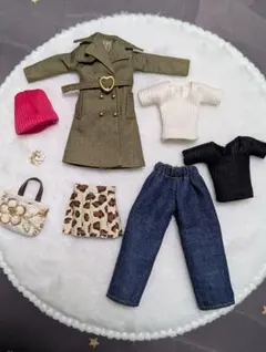 トレンチコートセット【８点】プレミアム着回し　美プラ　布服　1/12　カーキ②