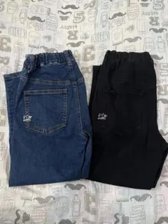 オーシャンアンドグラウンド ブルーデニム ブラック長ズボン2点セット