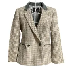 S189 ALIDA VALLI ベージュチェック柄 ダブルブレストジャケット