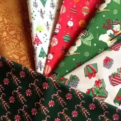 100　クリスマス プリント 生地　はぎれ　綿　カットクロスセット　まとめ売り